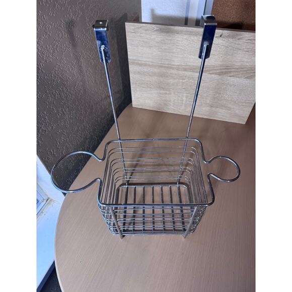 Chrome Over the Cabinet Door Hanging Storage Basket Organizer - Picture 2 of 5